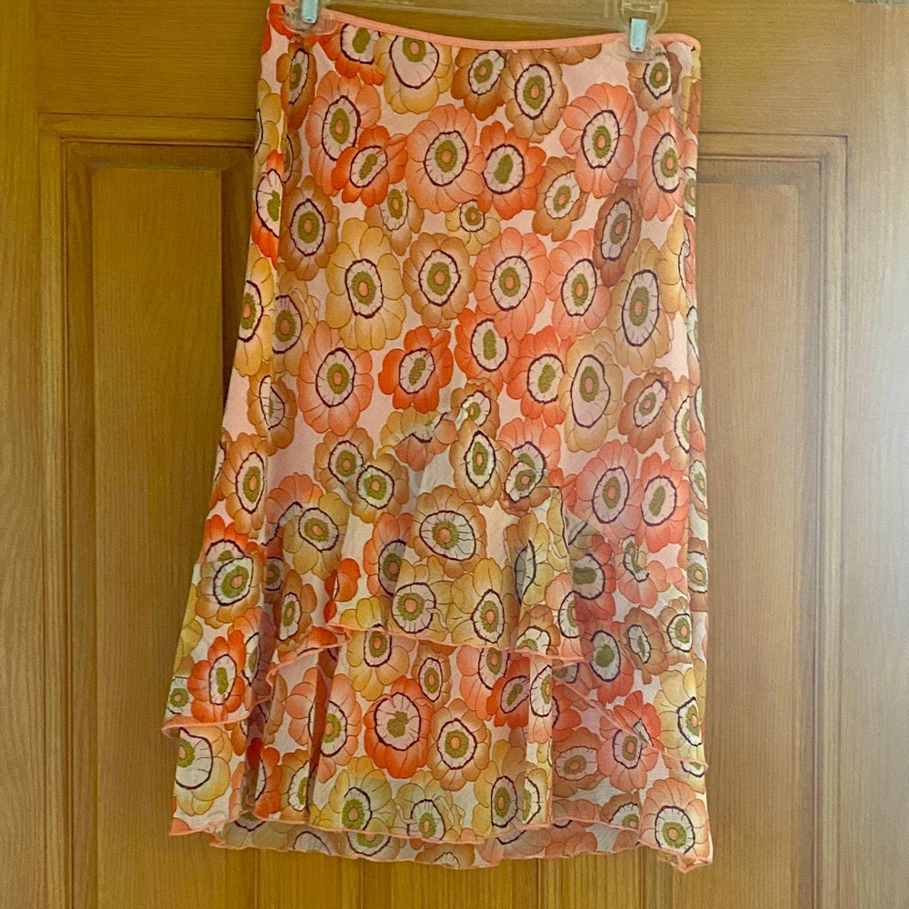 Floral Orange Women's Layered Skirt